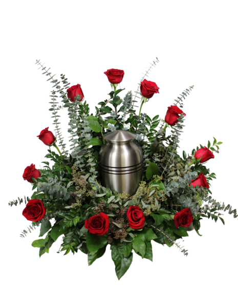 red rose urn surround