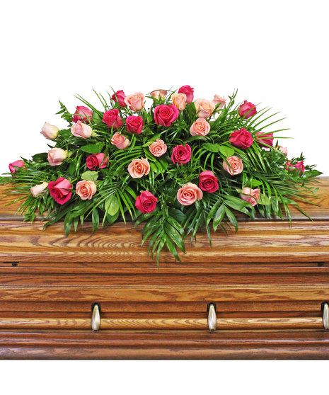 roses in casket spray