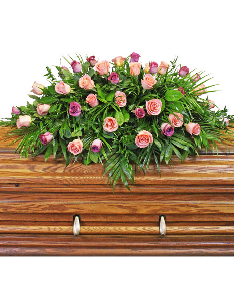 roses in casket spray