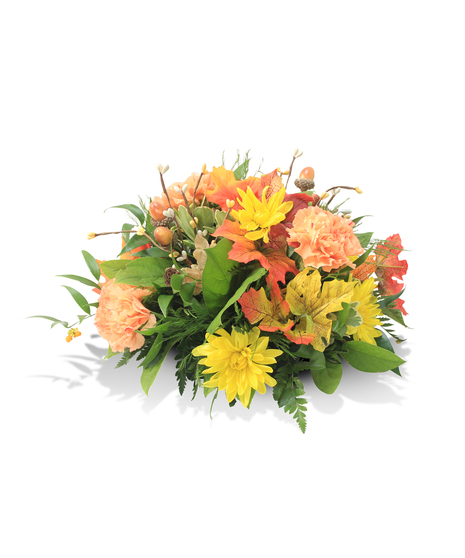 fall floral arrangement in round centerpiece style