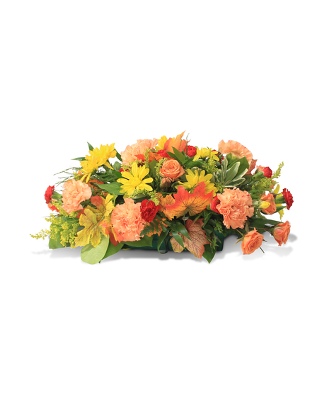 fall floral arrangement in round centerpiece style