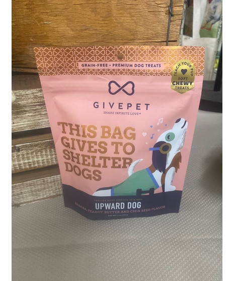 close up of givepet dog treats bag