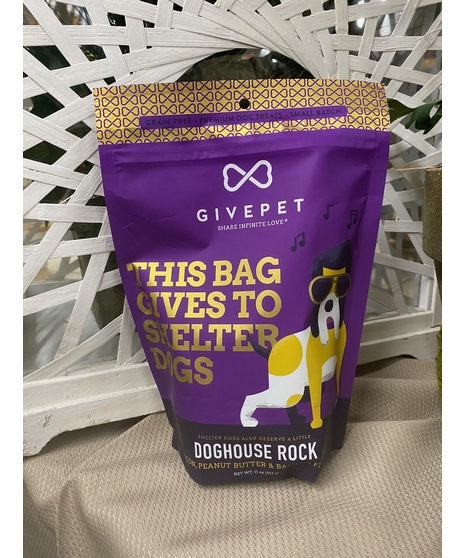 close up of givepet dog treats bag
